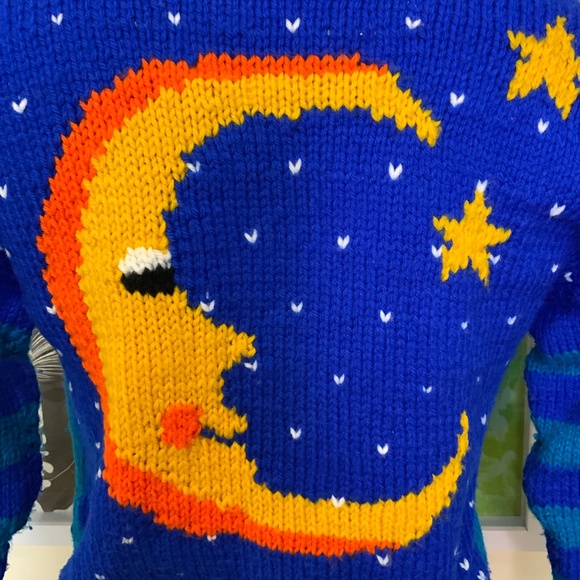 Vintage Hand-Knit Sun & Moon Graphic Sweater - Picture 4 of 9
